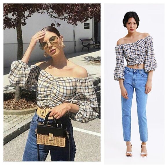 ZARA Plaid Cropped Top  - Picture 1 of 4